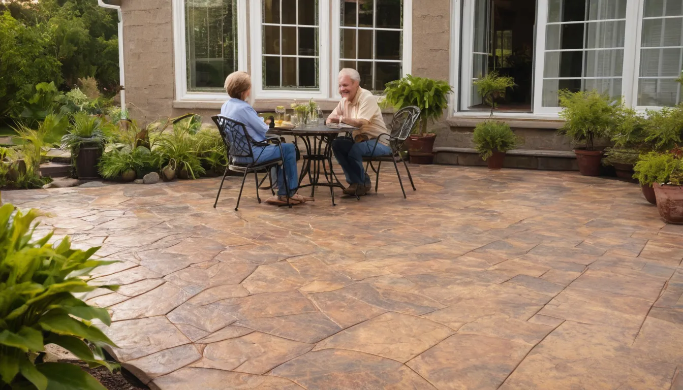 A stamped concrete patio behind a home in the Franklin area